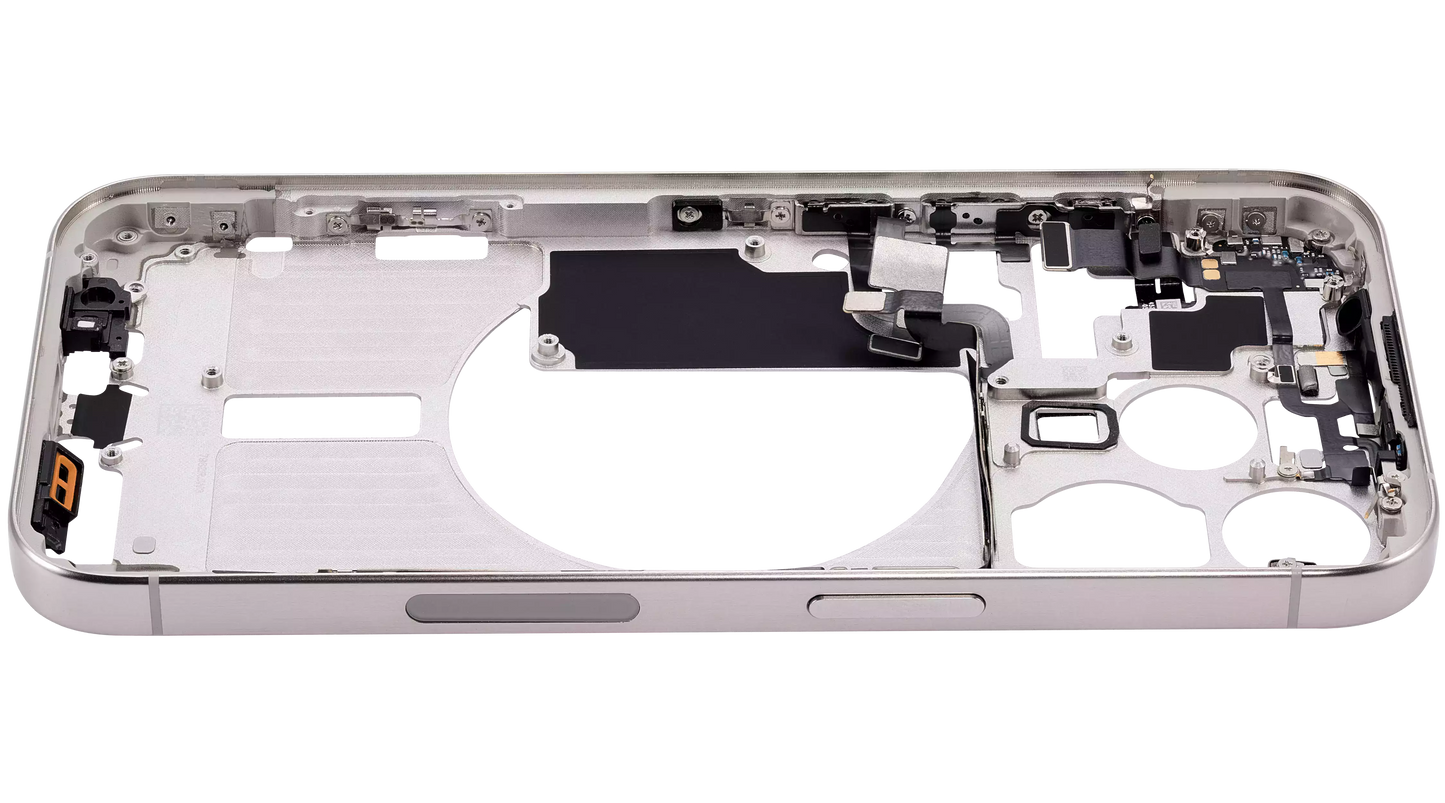 Mid-Frame Housing W/ Small Parts For iPhone 15 Pro (US Version) (Aftermarket Plus) (White Titanium)