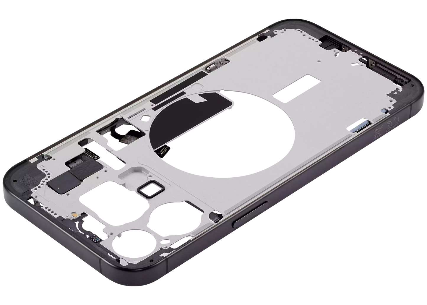 Mid-Frame Housing W/ Small Parts For iPhone 15 Pro Max (EU / Global Version) (Aftermarket Plus) (Black Titanium)