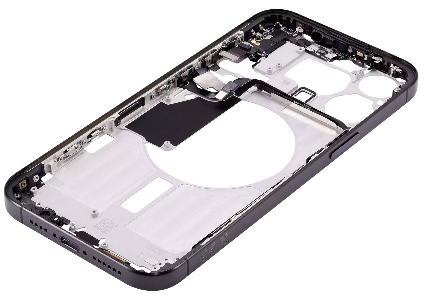 Mid-Frame Housing W/ Small Parts For iPhone 15 Pro Max (EU / Global Version) (Aftermarket Plus) (Black Titanium)
