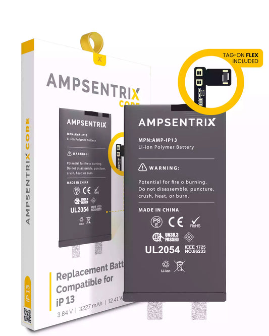 Replacement Battery Core with Universal Tag-On Flex For iPhone 13 (Spot Welding Required) (AmpSentrix Core)