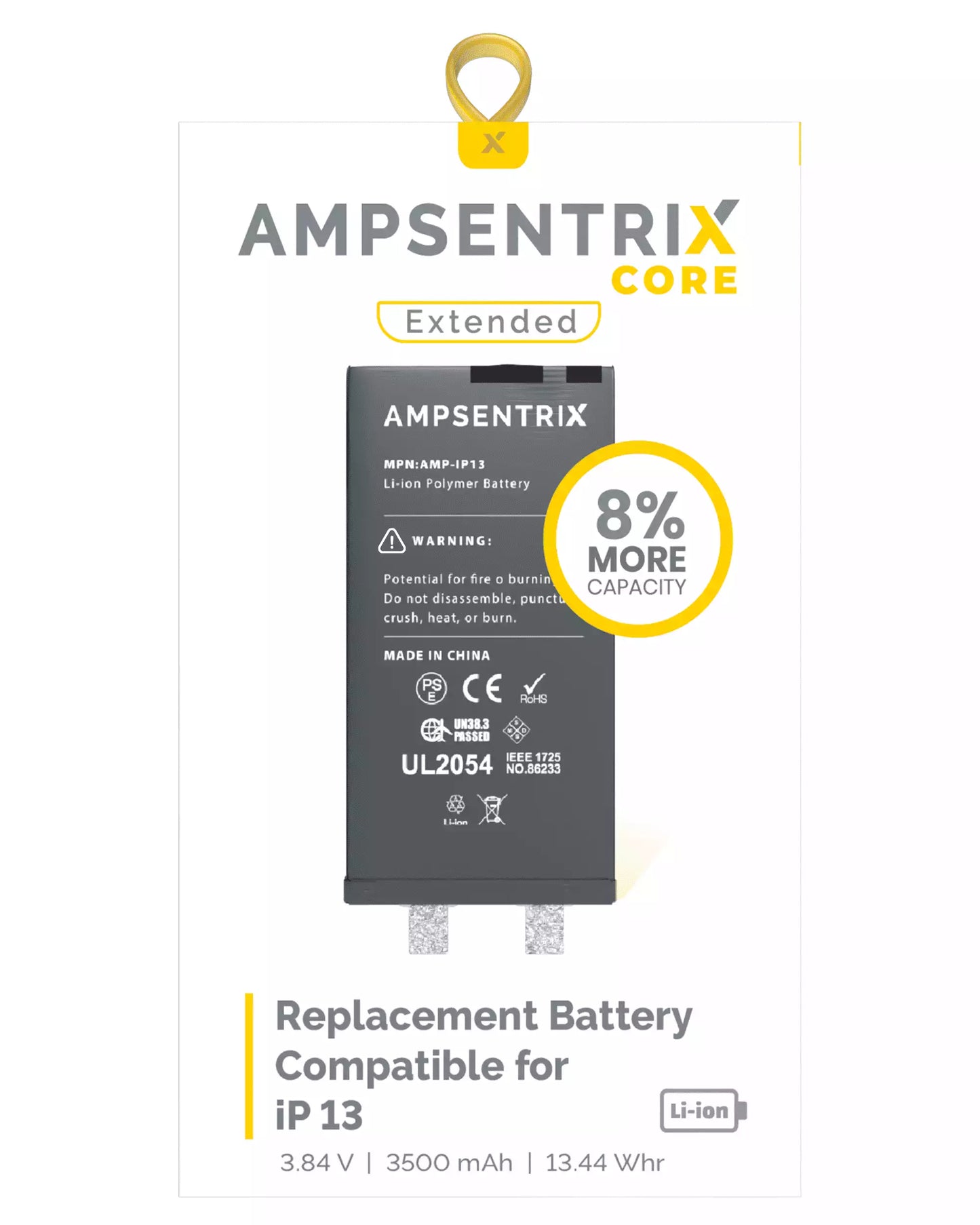 Replacement Battery For IPhone 13 (Spot Welding Required) (AmpSentrix Core Extended)