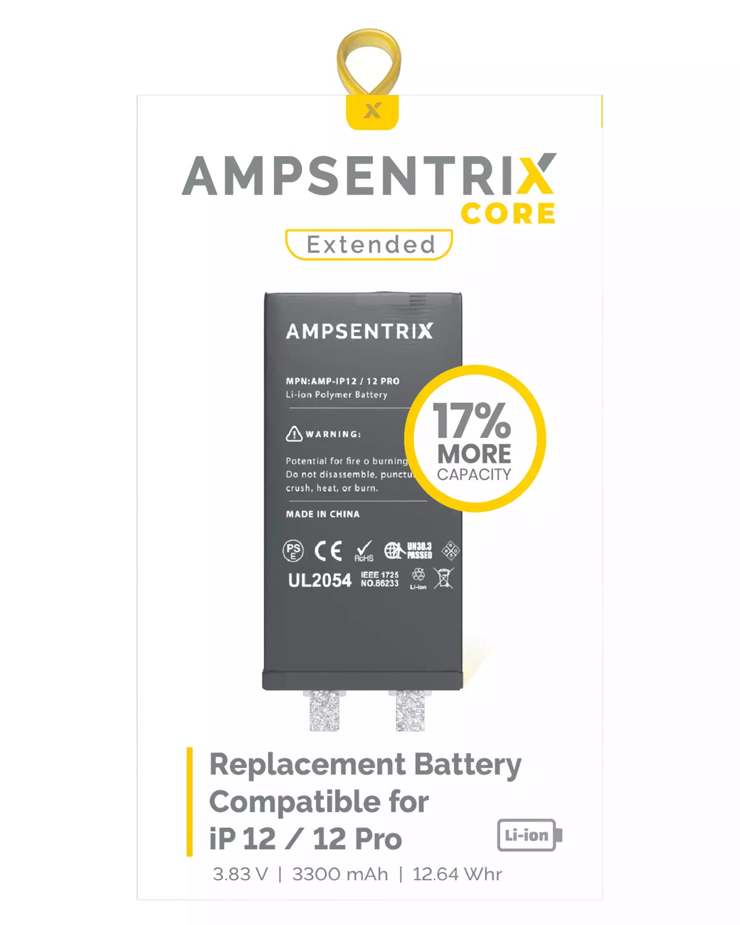 Replacement Battery For IPhone 12 / 12 Pro (Spot Welding Required) (AmpSentrix Core Extended)