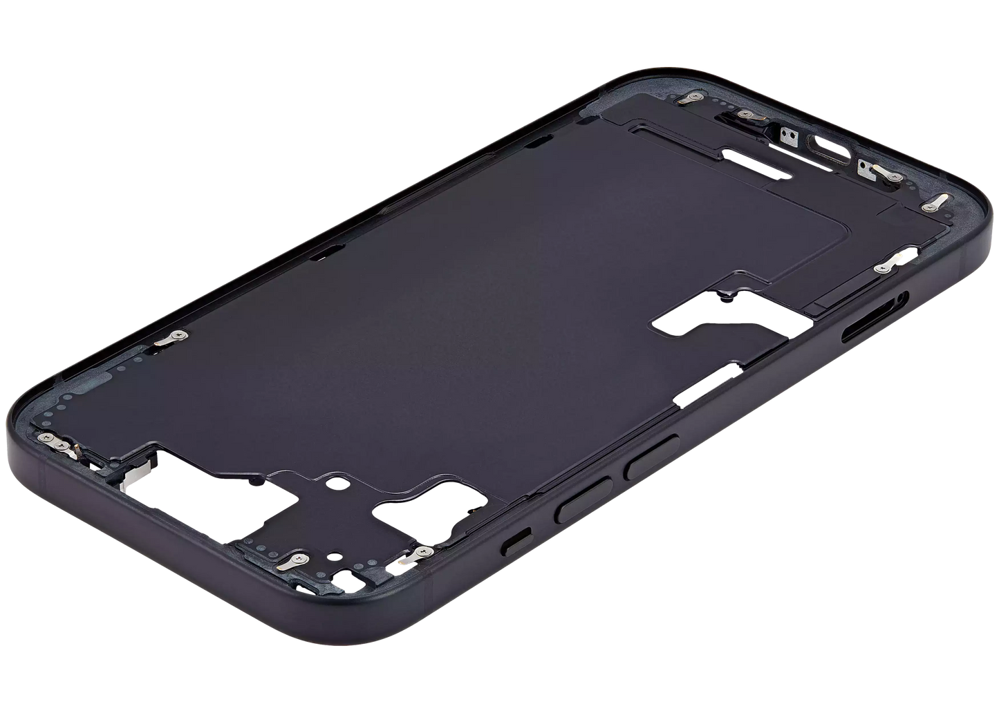 Mid-Frame Housing W/ Small Parts For iPhone 15 (EU / Global Version) (Used OEM Pull: Grade A) (Black)