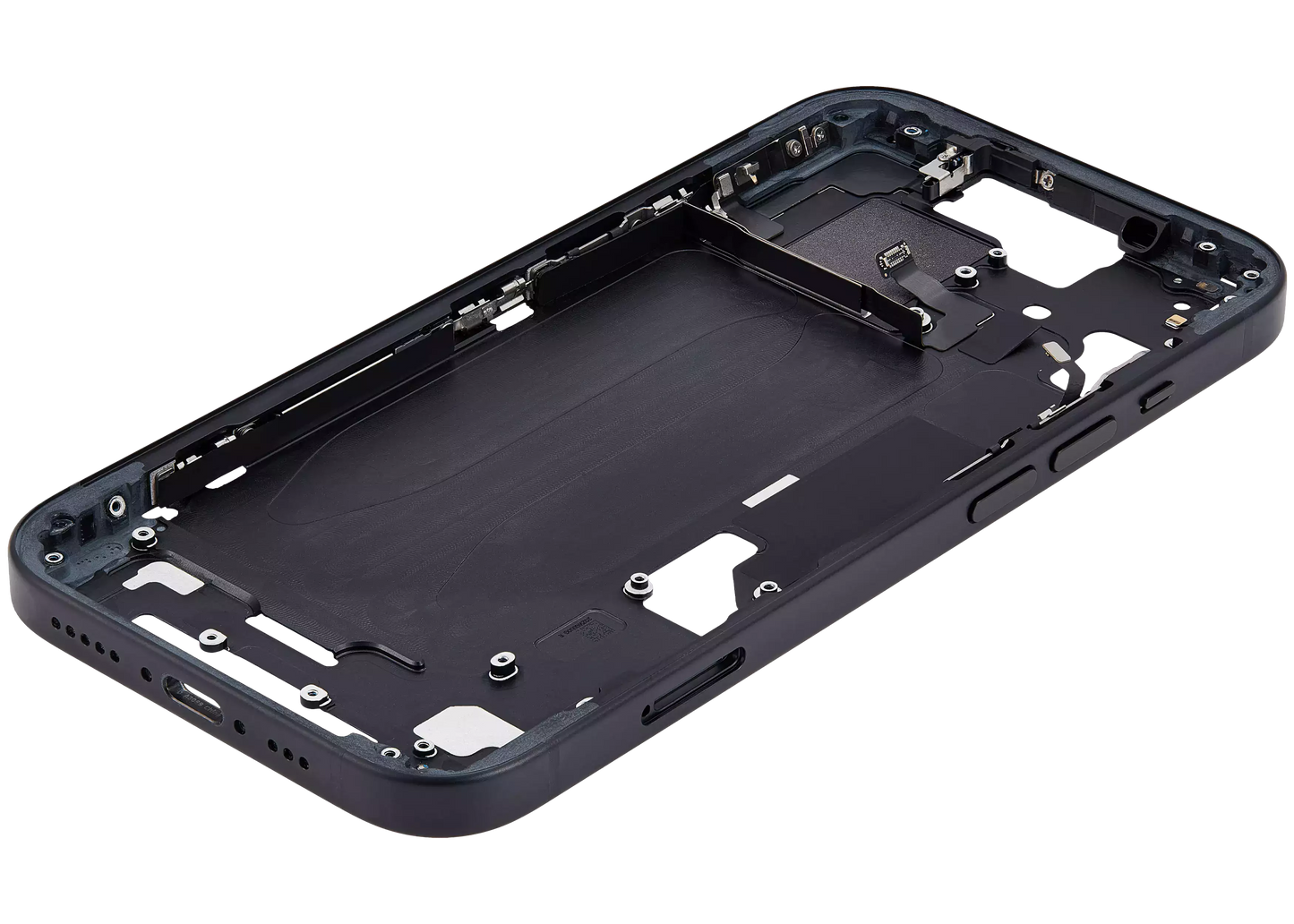 Mid-Frame Housing W/ Small Parts For iPhone 15 (EU / Global Version) (Used OEM Pull: Grade A) (Black)