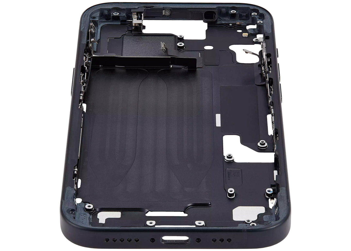 Mid-Frame Housing W/ Small Parts For iPhone 15 (EU / Global Version) (Used OEM Pull: Grade A) (Black)