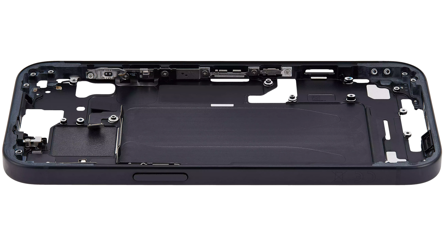 Mid-Frame Housing W/ Small Parts For iPhone 15 (EU / Global Version) (Used OEM Pull: Grade A) (Black)
