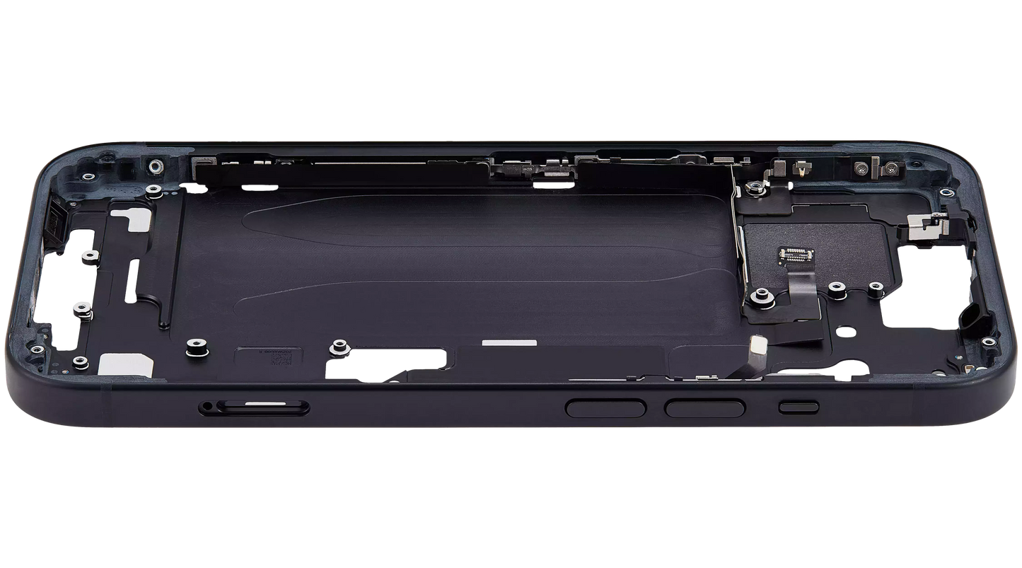 Mid-Frame Housing W/ Small Parts For iPhone 15 (EU / Global Version) (Used OEM Pull: Grade A) (Black)