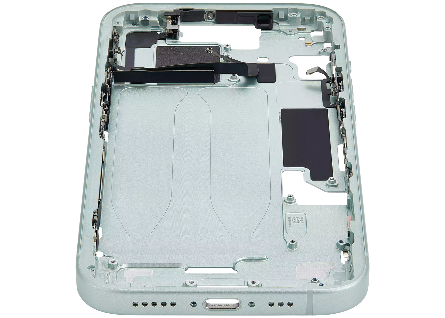 Mid-Frame Housing W/ Small Parts For iPhone 15 (EU / Global Version) (Used OEM Pull: Grade A) (Green)