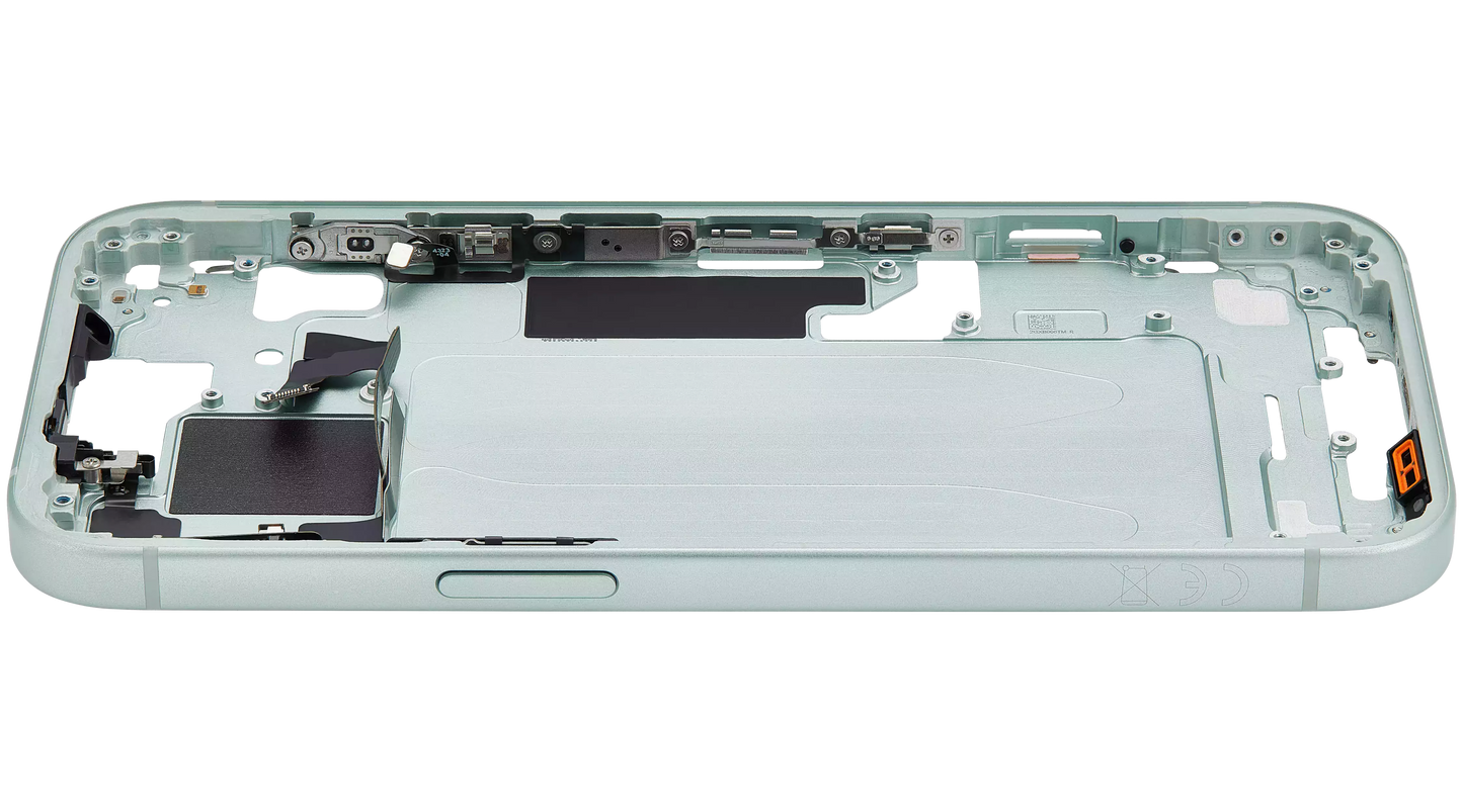 Mid-Frame Housing W/ Small Parts For iPhone 15 (EU / Global Version) (Used OEM Pull: Grade A) (Green)