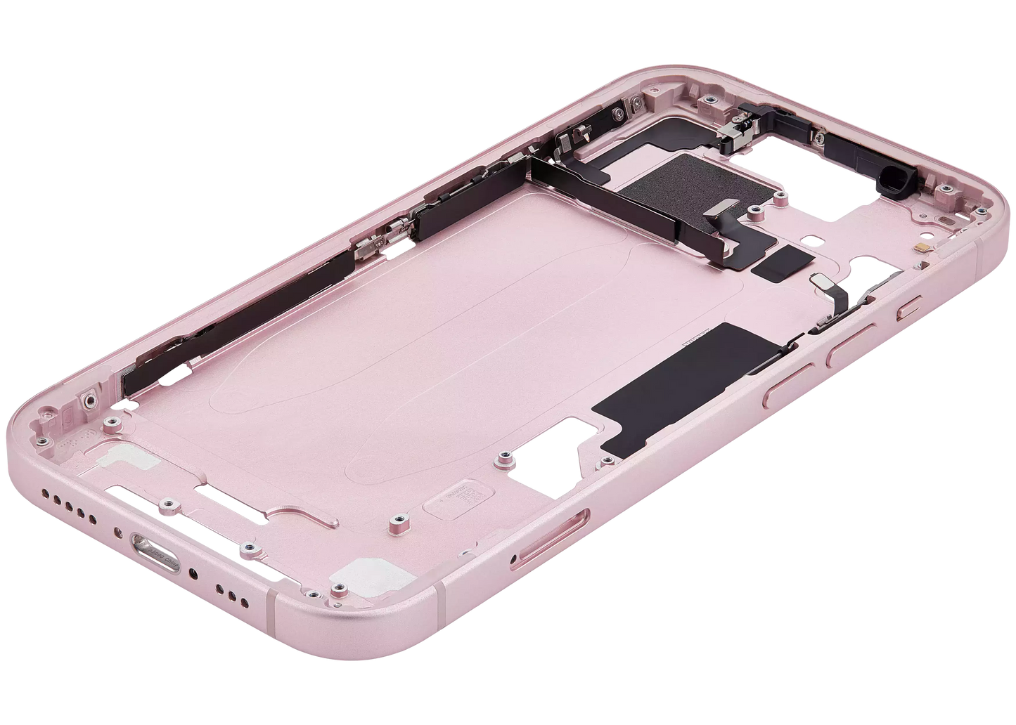 Mid-Frame Housing W/ Small Parts For iPhone 15 (EU / Global Version) (Used OEM Pull: Grade A) (Pink)