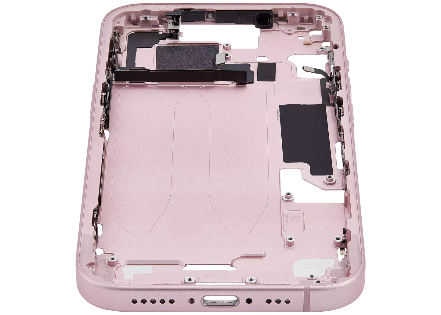 Mid-Frame Housing W/ Small Parts For iPhone 15 (EU / Global Version) (Used OEM Pull: Grade A) (Pink)