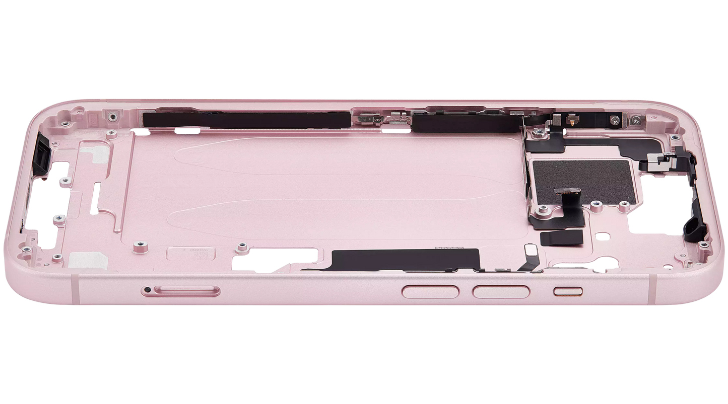 Mid-Frame Housing W/ Small Parts For iPhone 15 (EU / Global Version) (Used OEM Pull: Grade A) (Pink)