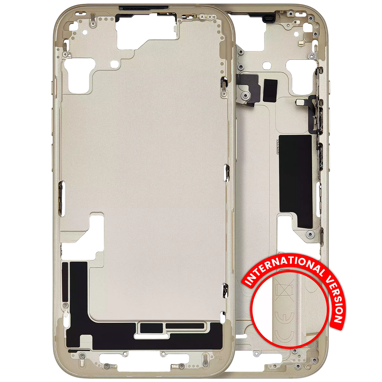 Mid-Frame Housing W/ Small Parts For iPhone 15 (EU / Global Version) (Used OEM Pull: Grade A) (Yellow)