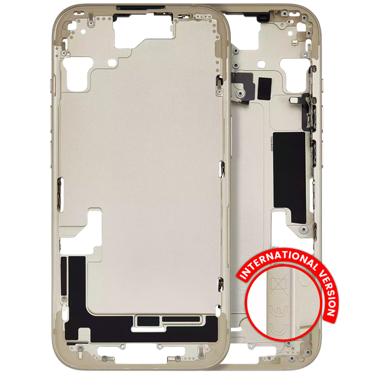 Mid-Frame Housing W/ Small Parts For iPhone 15 (EU / Global Version) (Used OEM Pull: Grade A) (Yellow)