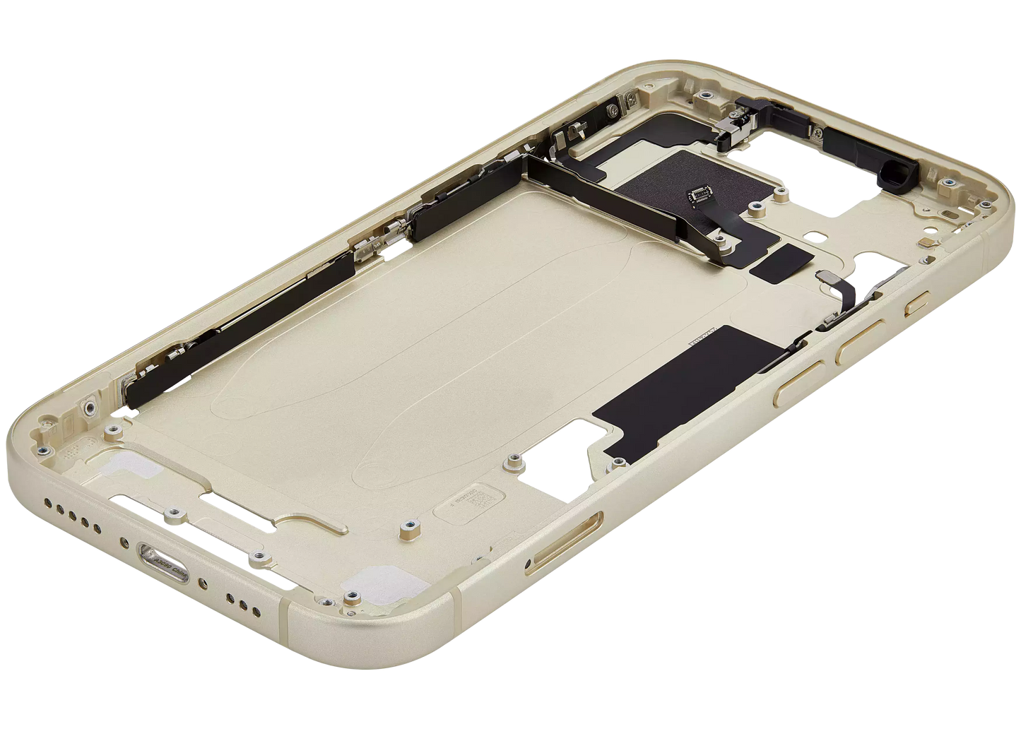 Mid-Frame Housing W/ Small Parts For iPhone 15 (EU / Global Version) (Used OEM Pull: Grade A) (Yellow)