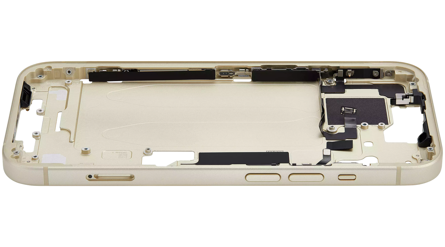 Mid-Frame Housing W/ Small Parts For iPhone 15 (EU / Global Version) (Used OEM Pull: Grade A) (Yellow)