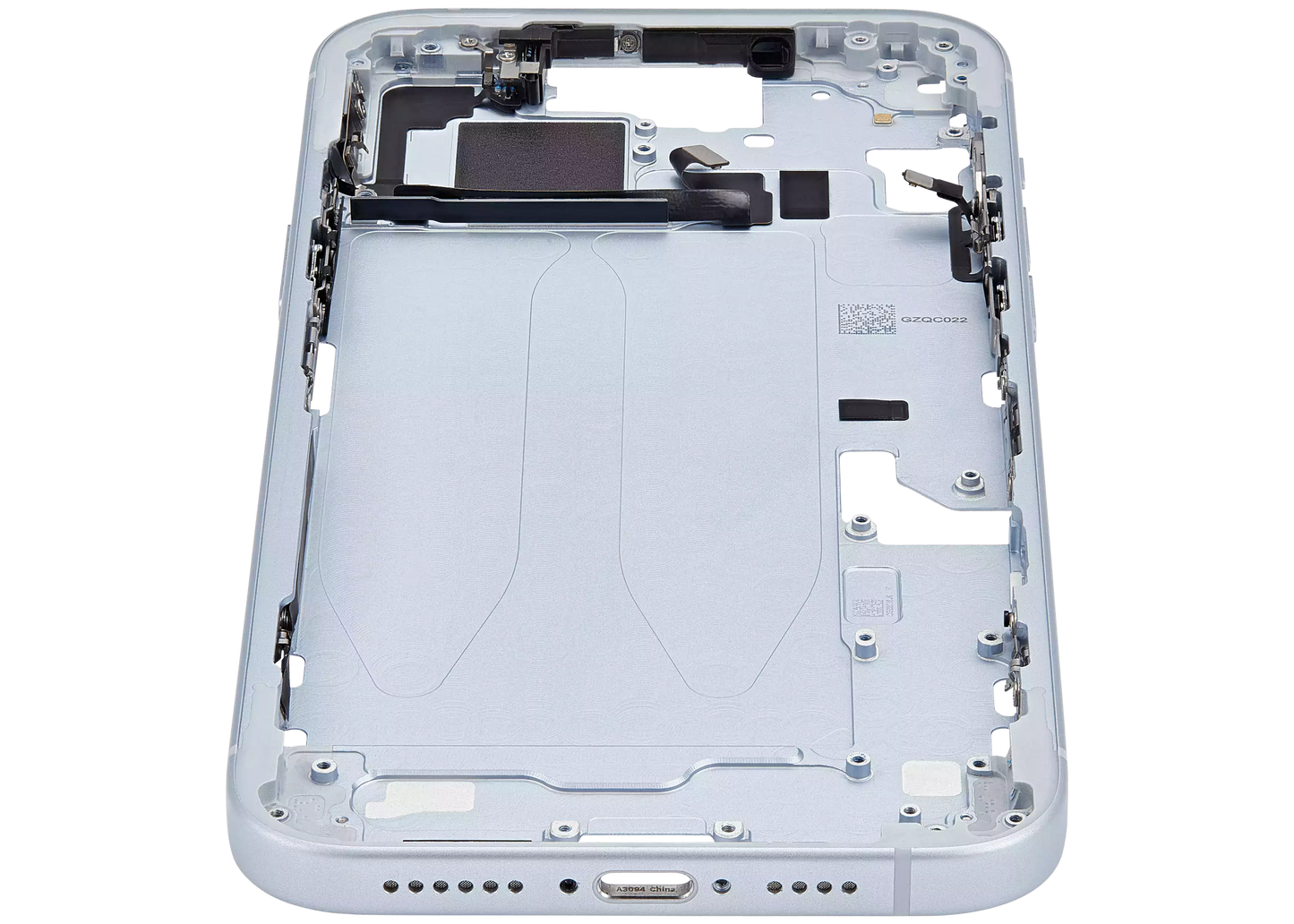 Mid-Frame Housing W/ Small Parts For iPhone 15 Plus (EU / Global Version) (Used OEM Pull: Grade A) (Blue)
