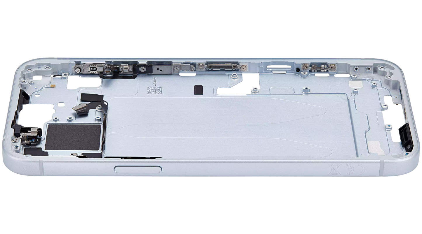 Mid-Frame Housing W/ Small Parts For iPhone 15 Plus (EU / Global Version) (Used OEM Pull: Grade A) (Blue)