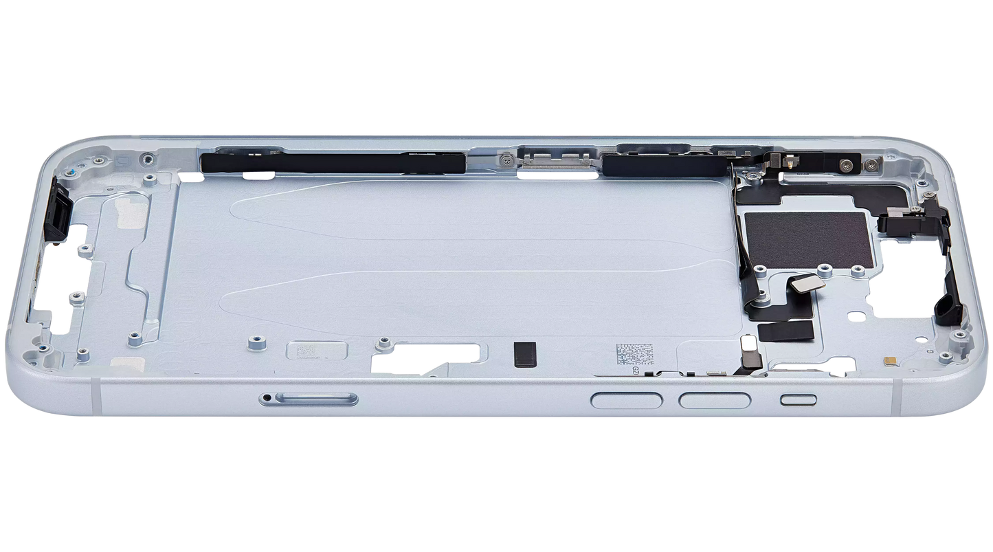 Mid-Frame Housing W/ Small Parts For iPhone 15 Plus (EU / Global Version) (Used OEM Pull: Grade A) (Blue)