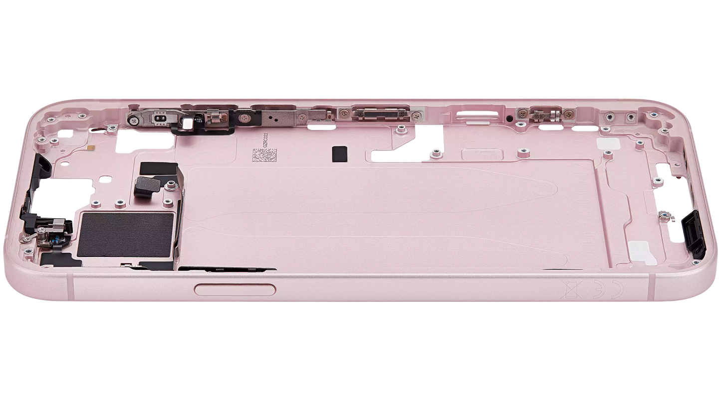 Mid-Frame Housing W/ Small Parts For iPhone 15 Plus (EU / Global Version) (Used OEM Pull: Grade A) (Pink)
