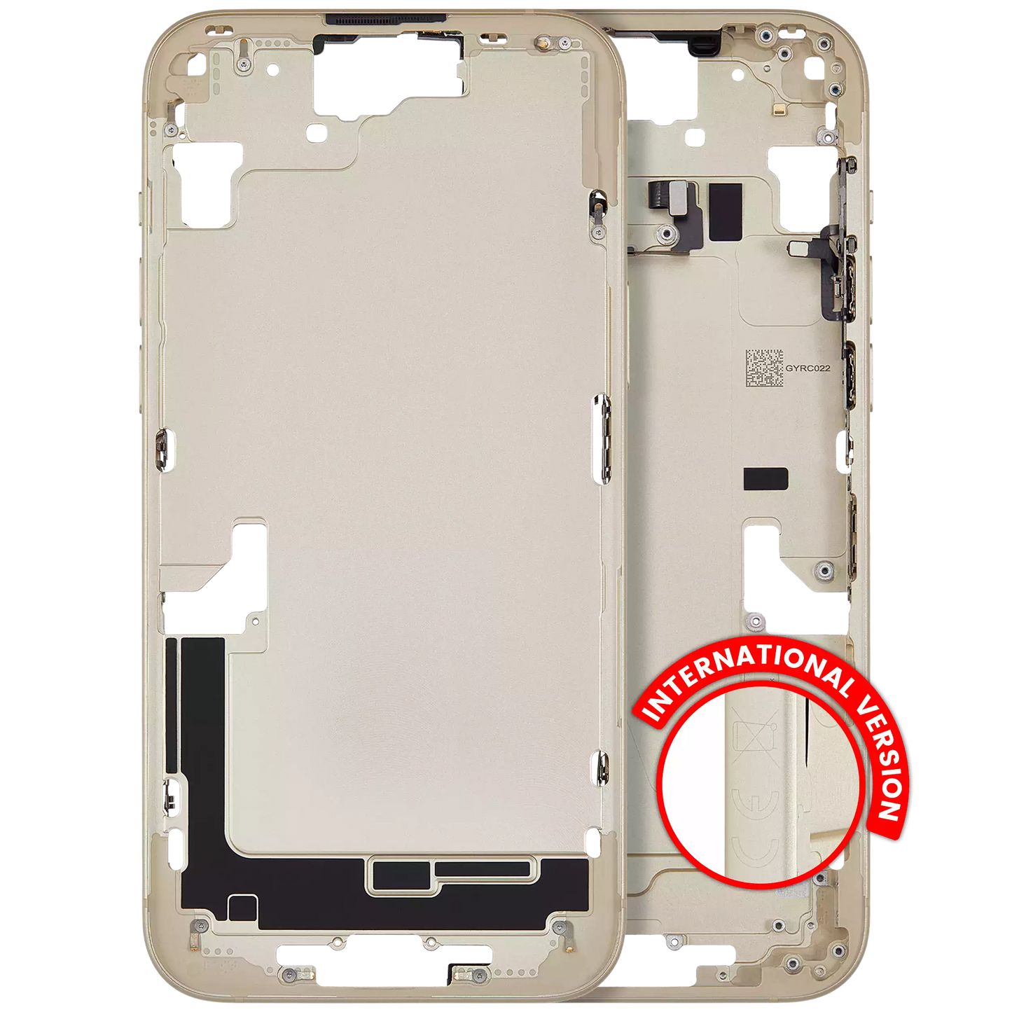Mid-Frame Housing W/ Small Parts For iPhone 15 Plus (EU / Global Version) (Used OEM Pull: Grade A) (Yellow)