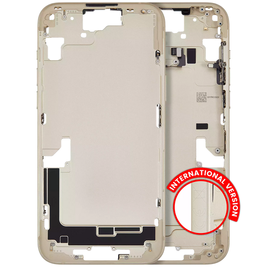 Mid-Frame Housing W/ Small Parts For iPhone 15 Plus (EU / Global Version) (Used OEM Pull: Grade A) (Yellow)