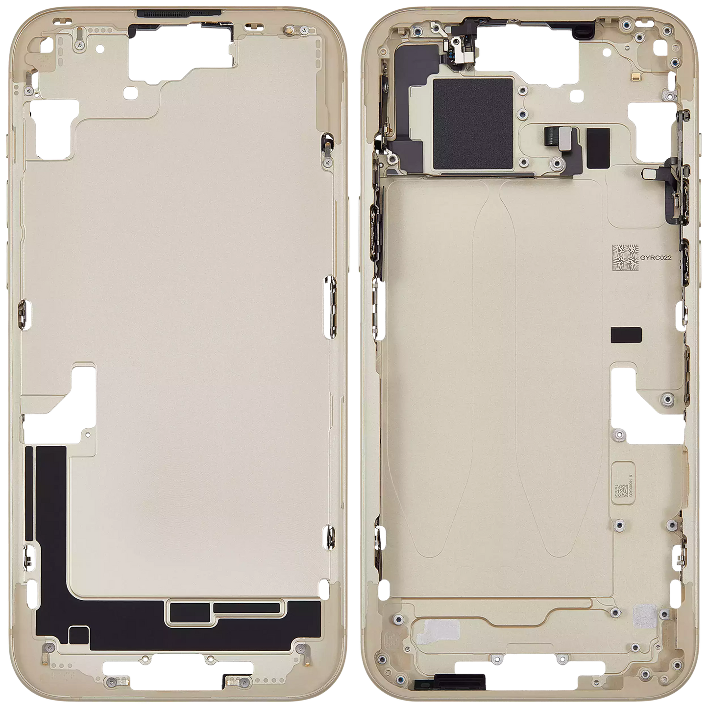 Mid-Frame Housing W/ Small Parts For iPhone 15 Plus (EU / Global Version) (Used OEM Pull: Grade A) (Yellow)