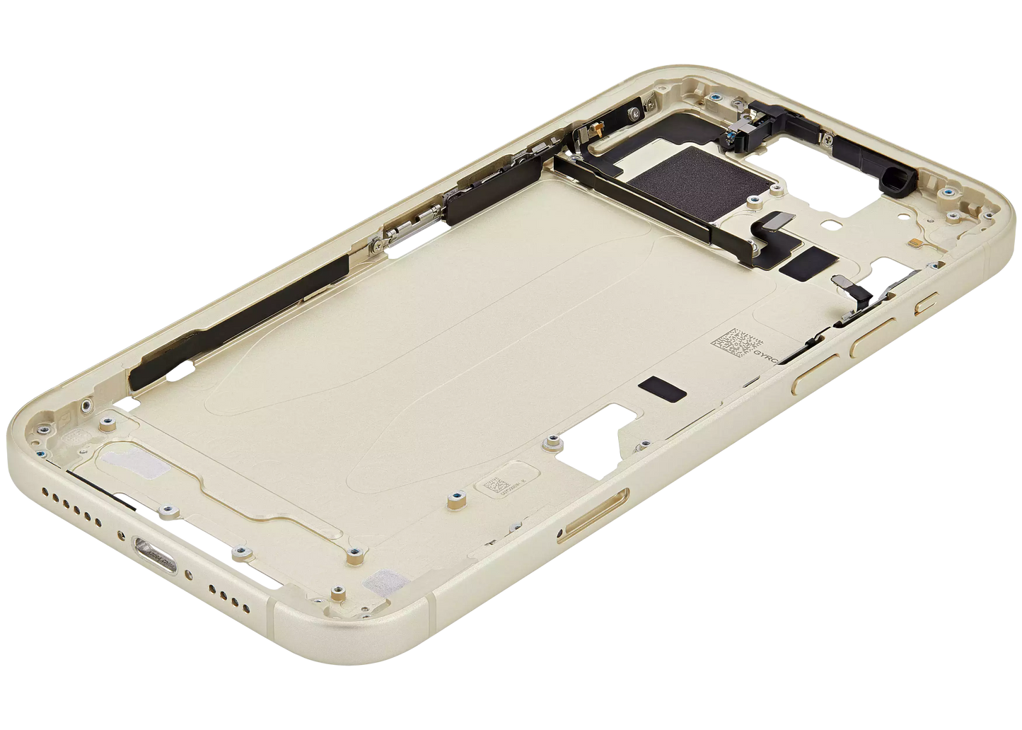 Mid-Frame Housing W/ Small Parts For iPhone 15 Plus (EU / Global Version) (Used OEM Pull: Grade A) (Yellow)