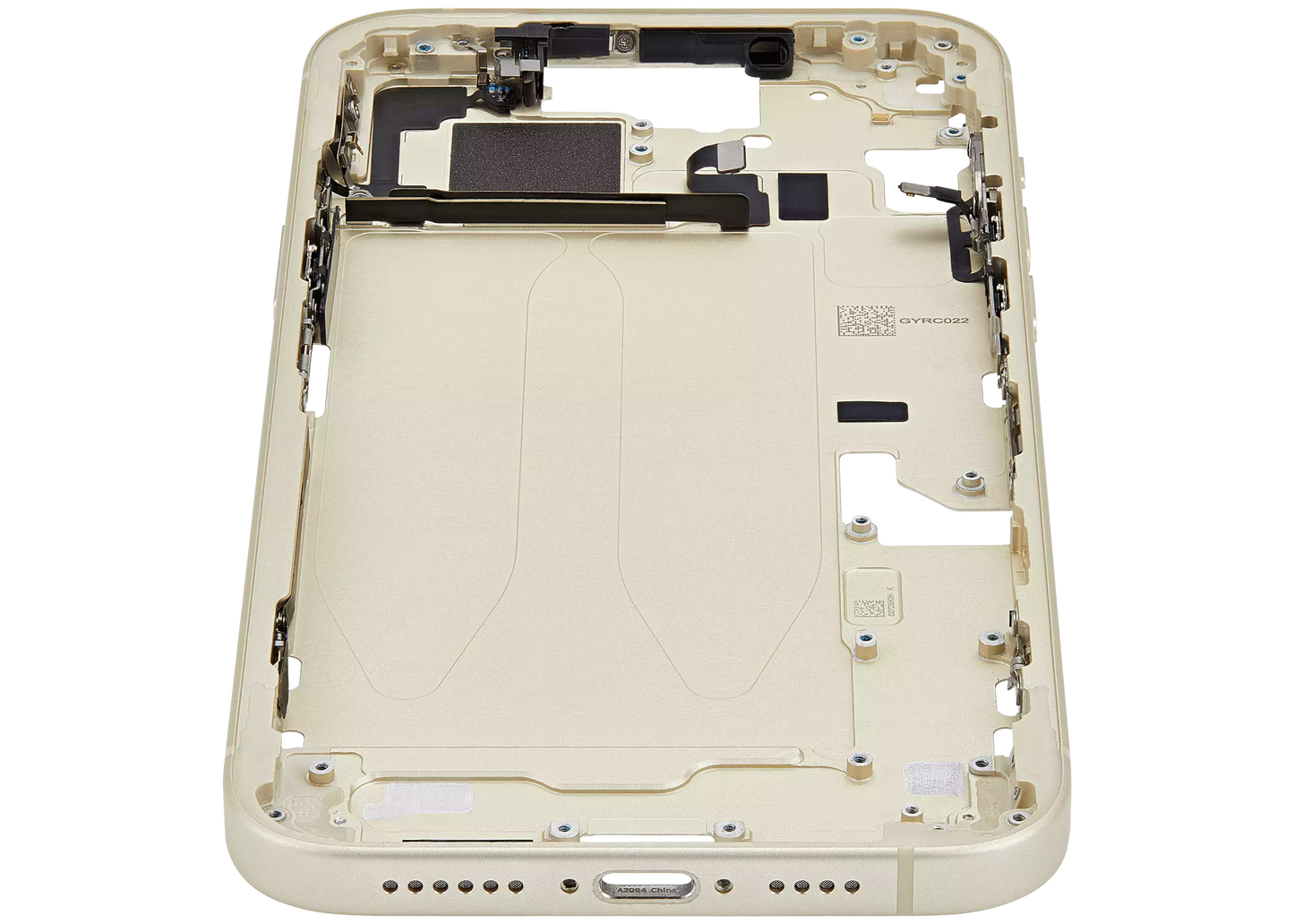 Mid-Frame Housing W/ Small Parts For iPhone 15 Plus (EU / Global Version) (Used OEM Pull: Grade A) (Yellow)