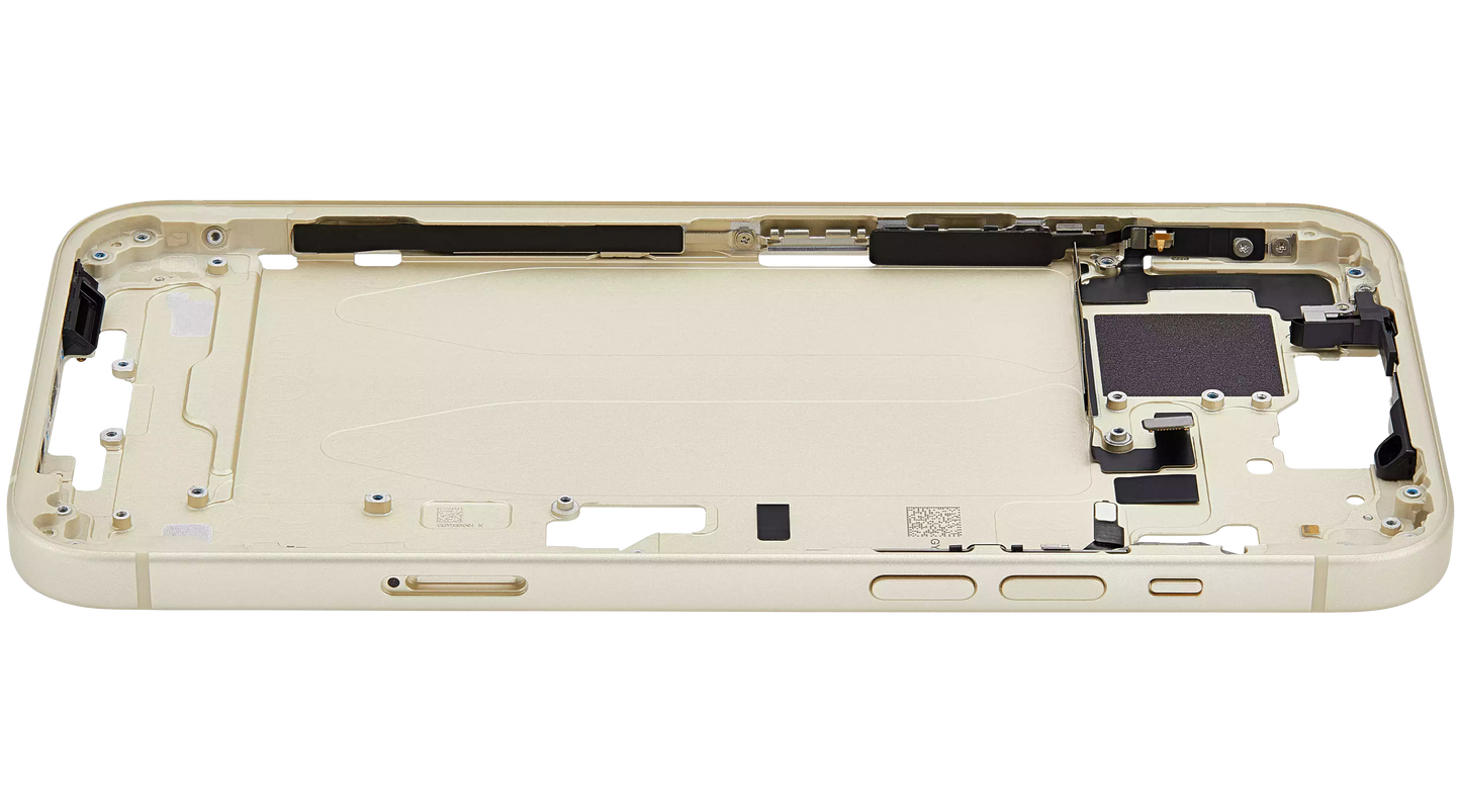 Mid-Frame Housing W/ Small Parts For iPhone 15 Plus (EU / Global Version) (Used OEM Pull: Grade A) (Yellow)