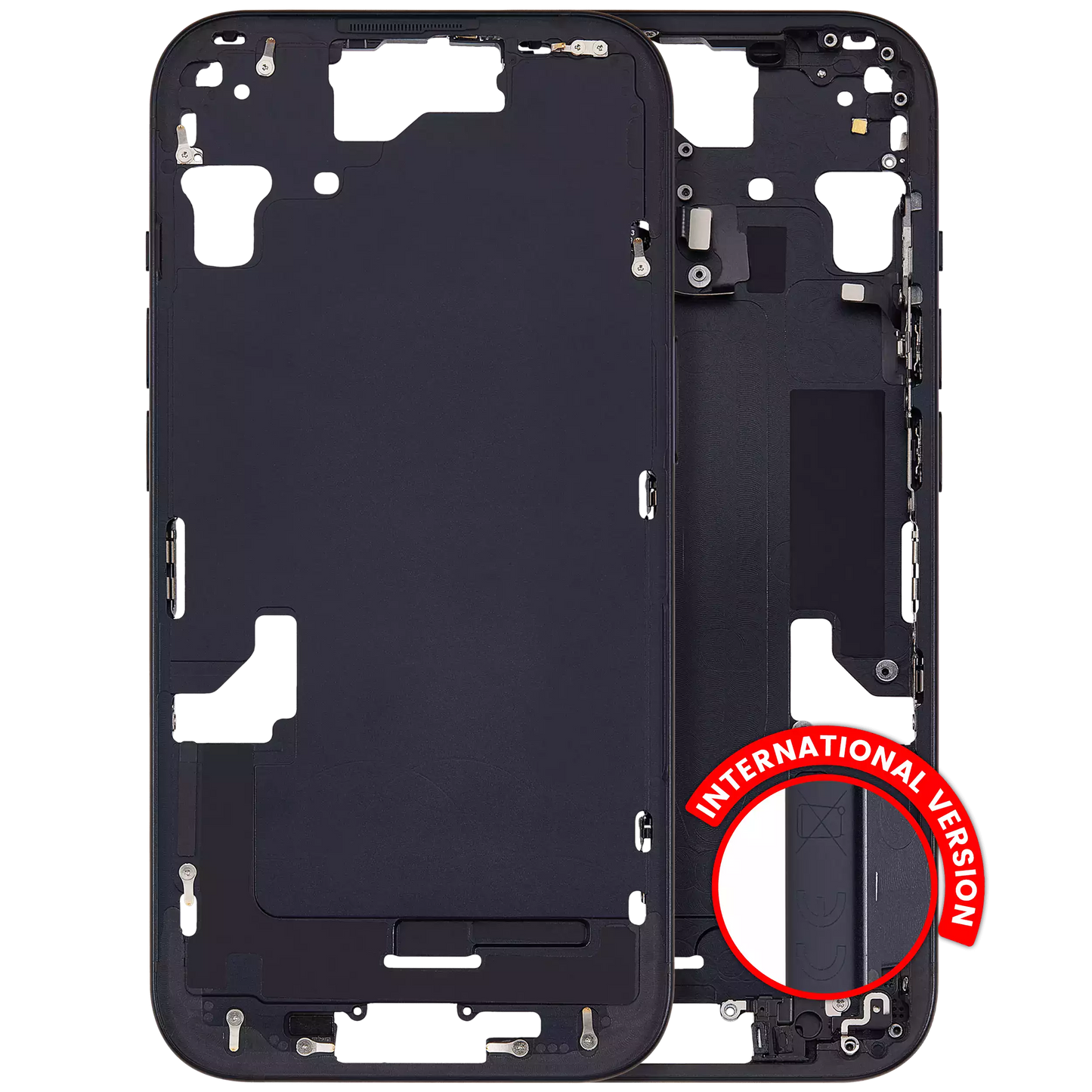 Mid-Frame Housing W/ Small Parts For iPhone 15 (EU / Global Version) (Aftermarket Plus) (Black)