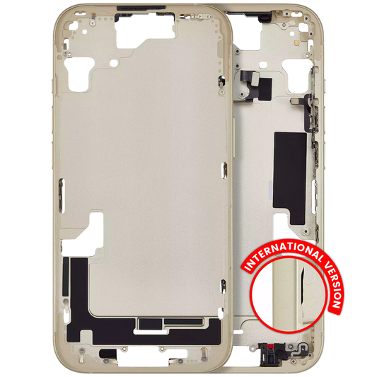 Mid-Frame Housing W/ Small Parts For iPhone 15 (EU / Global Version) (Aftermarket Plus) (Yellow)