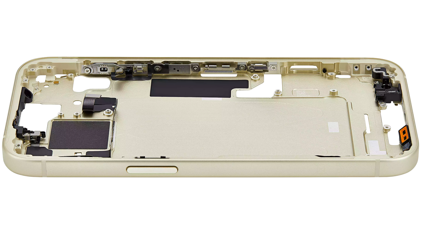 Mid-Frame Housing W/ Small Parts For iPhone 15 (EU / Global Version) (Aftermarket Plus) (Yellow)