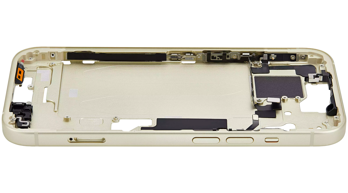 Mid-Frame Housing W/ Small Parts For iPhone 15 (EU / Global Version) (Aftermarket Plus) (Yellow)