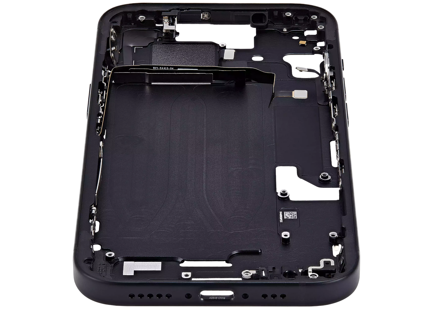 Mid-Frame Housing W/ Small Parts For iPhone 15 (US Version) (Aftermarket Plus) (Black)