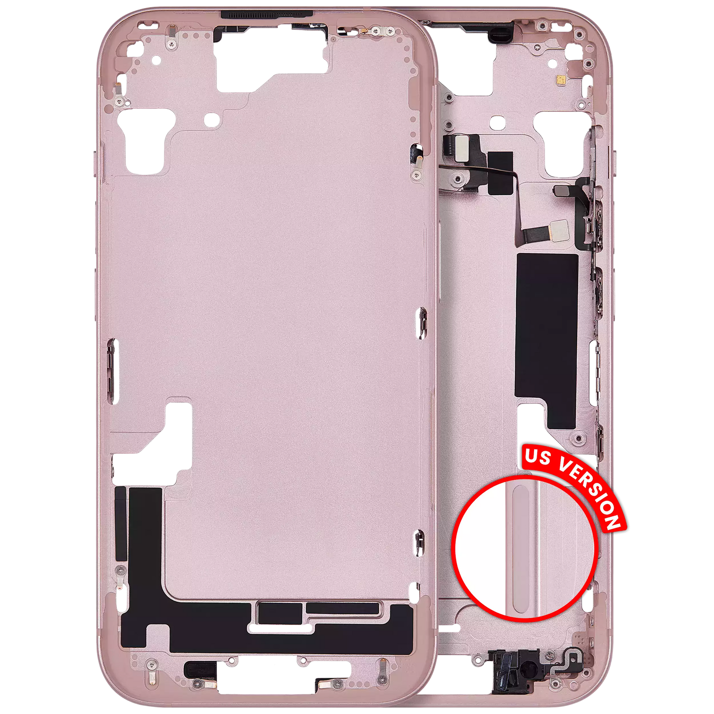 Mid-Frame Housing W/ Small Parts For iPhone 15 (US Version) (Aftermarket Plus) (Pink)
