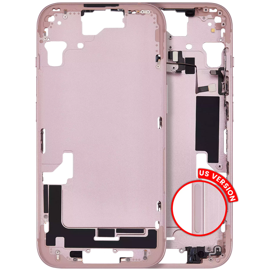 Mid-Frame Housing W/ Small Parts For iPhone 15 (US Version) (Aftermarket Plus) (Pink)