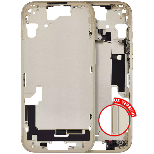 Mid-Frame Housing W/ Small Parts For iPhone 15 (US Version) (Aftermarket Plus) (Yellow)