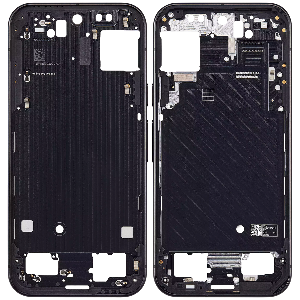 Mid-Frame Housing For Google Pixel 9 (Obsidian) - repair component detailed angle