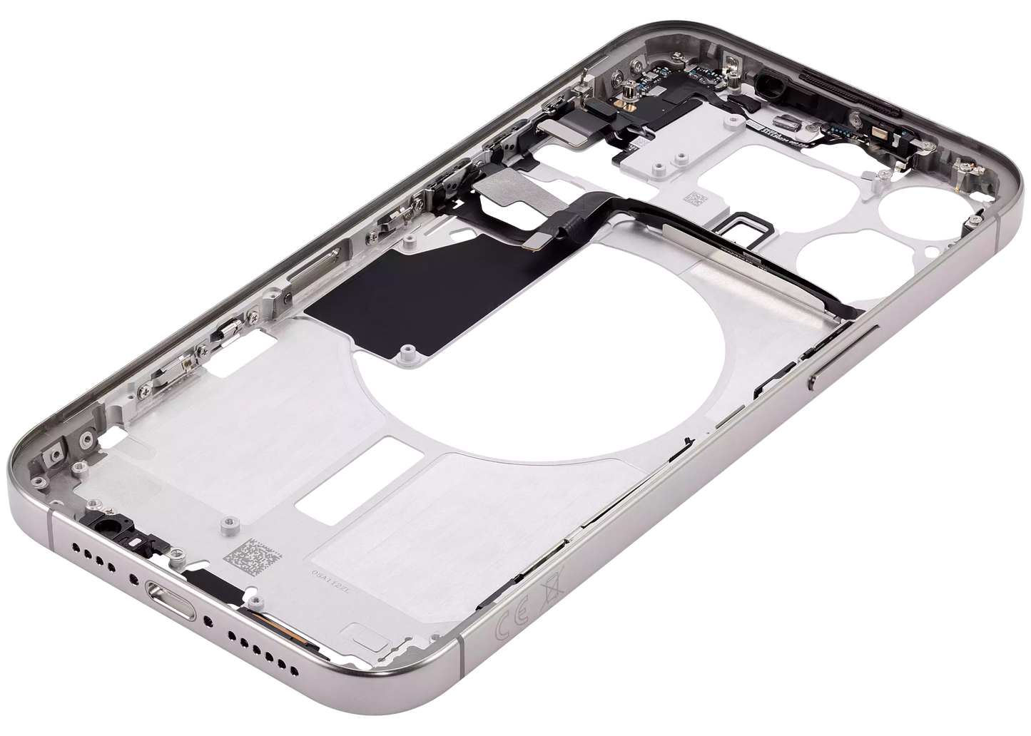 Mid-Frame Housing W/ Small Parts For iPhone 15 Pro Max (EU / Global Version) (Aftermarket Plus) (Natural Titanium)
