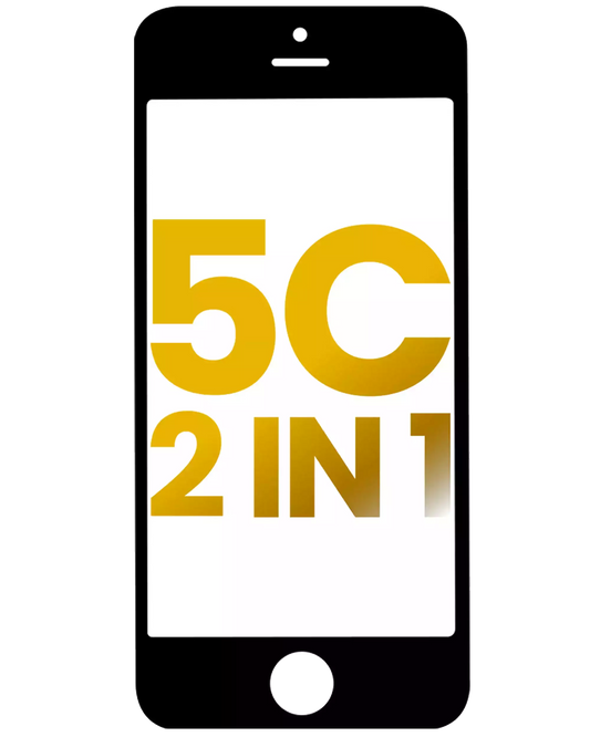 2 in 1 (Front Glass + Frame Pre-Installed) For iPhone 5C (2 Pack) (Black)