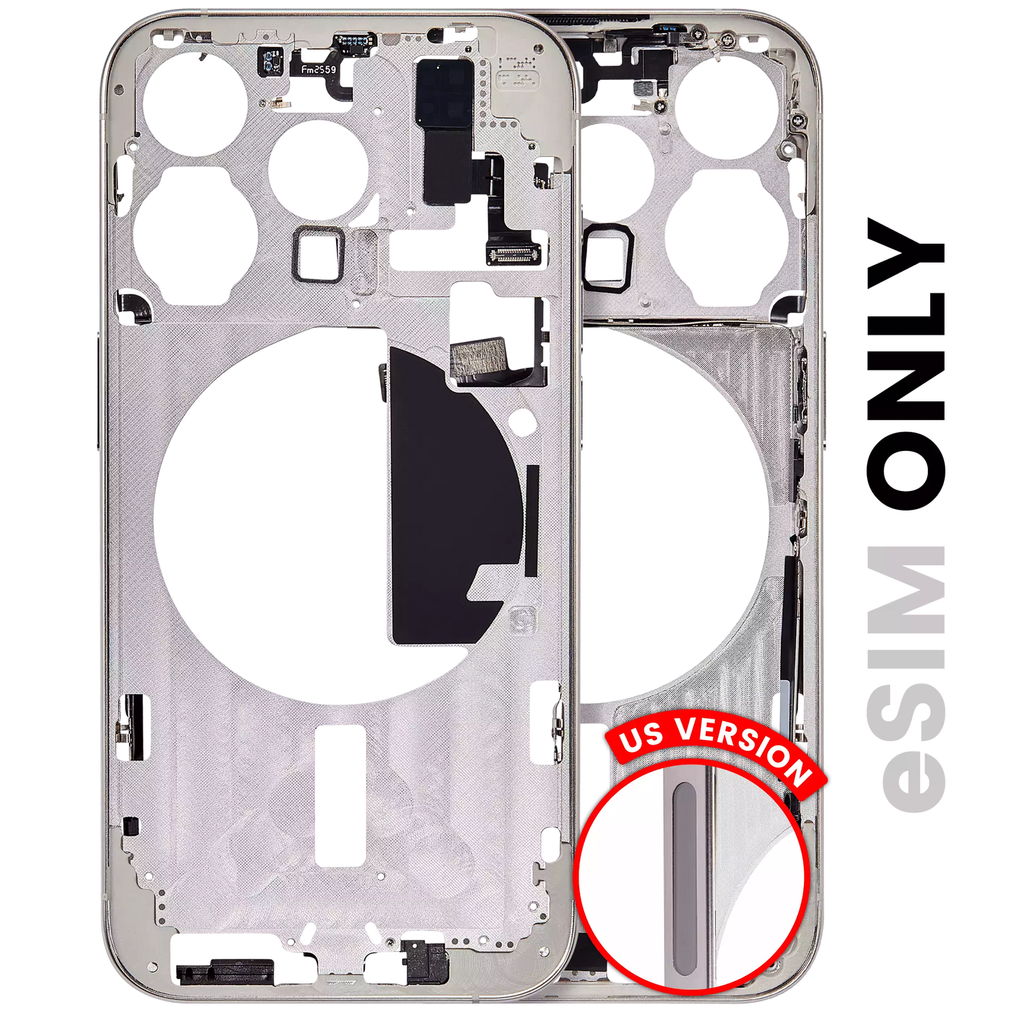Mid-Frame Housing W/ Small Parts For iPhone 15 Pro (US Version) (Used OEM Pull: Grade A) (White Titanium)
