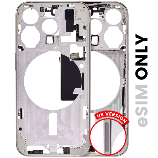 Mid-Frame Housing W/ Small Parts For iPhone 15 Pro (US Version) (Used OEM Pull: Grade B) (White Titanium)
