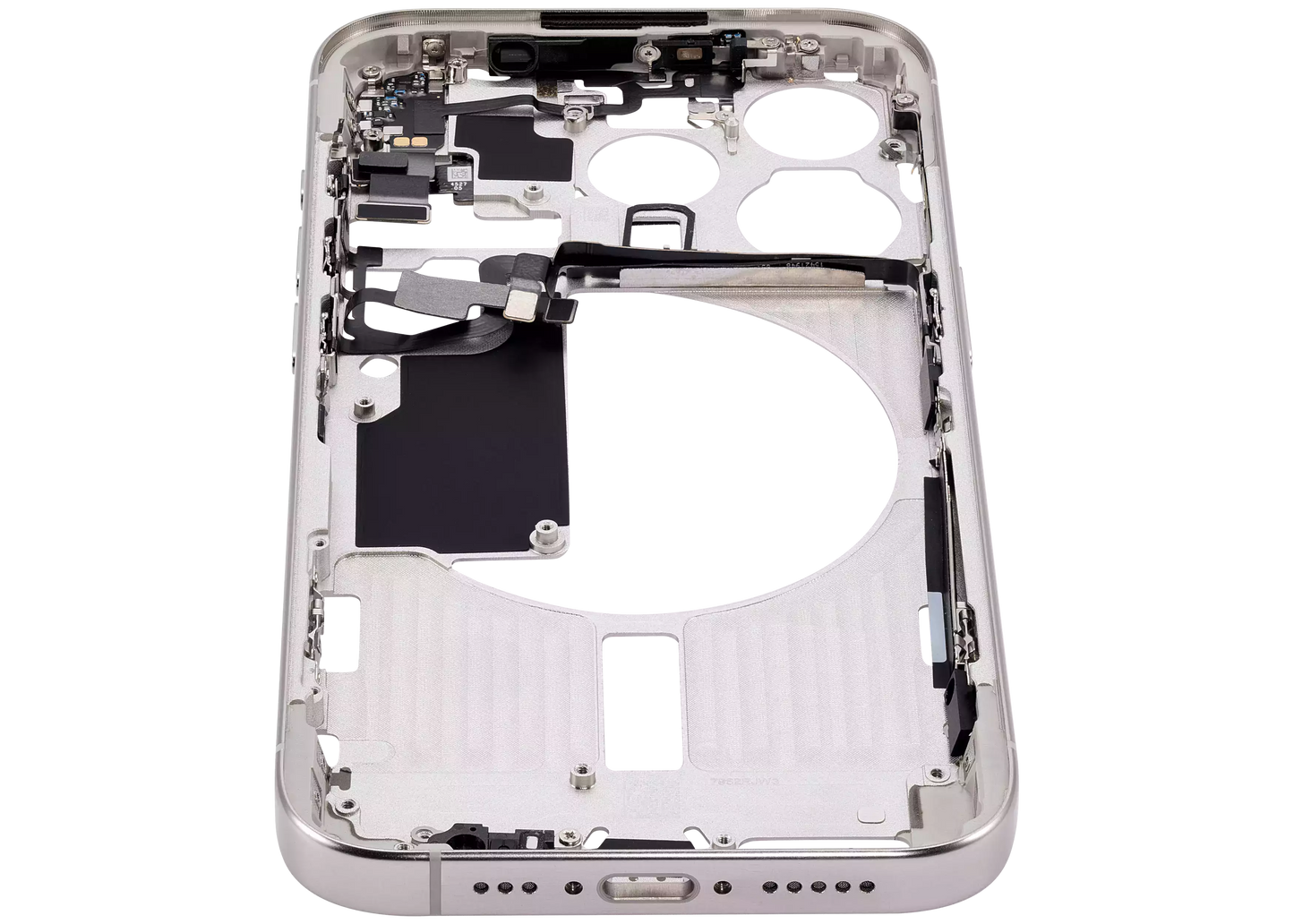 Mid-Frame Housing W/ Small Parts For iPhone 15 Pro (US Version) (Used OEM Pull: Grade B) (White Titanium)
