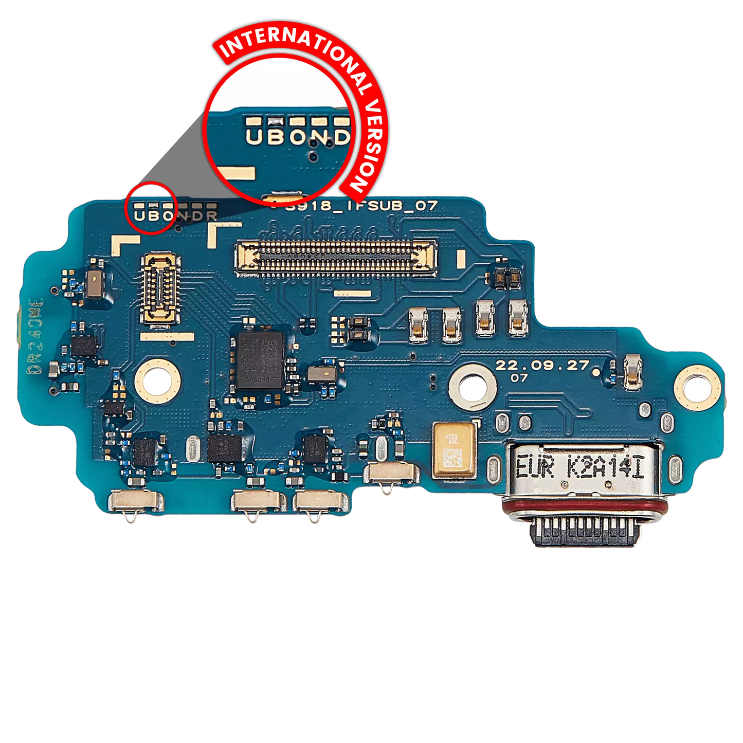 Charging Port Board With Sim Card Reader For Samsung Galaxy S23 Ultra 5G (S918B) (International Version) (Premium)