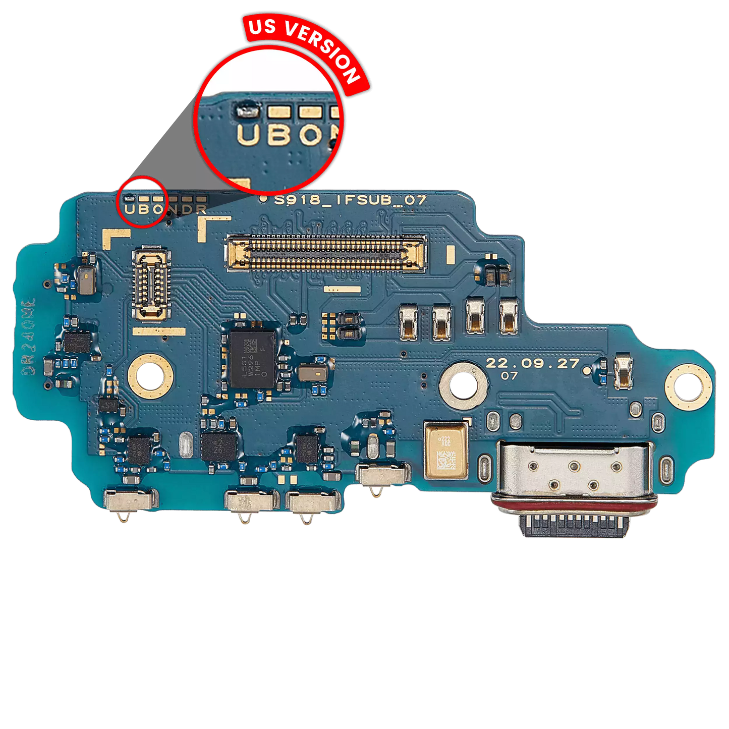 Charging Port Board With Sim Card Reader For Samsung Galaxy S23 Ultra 5G (S918U) (US Version) (Premium)