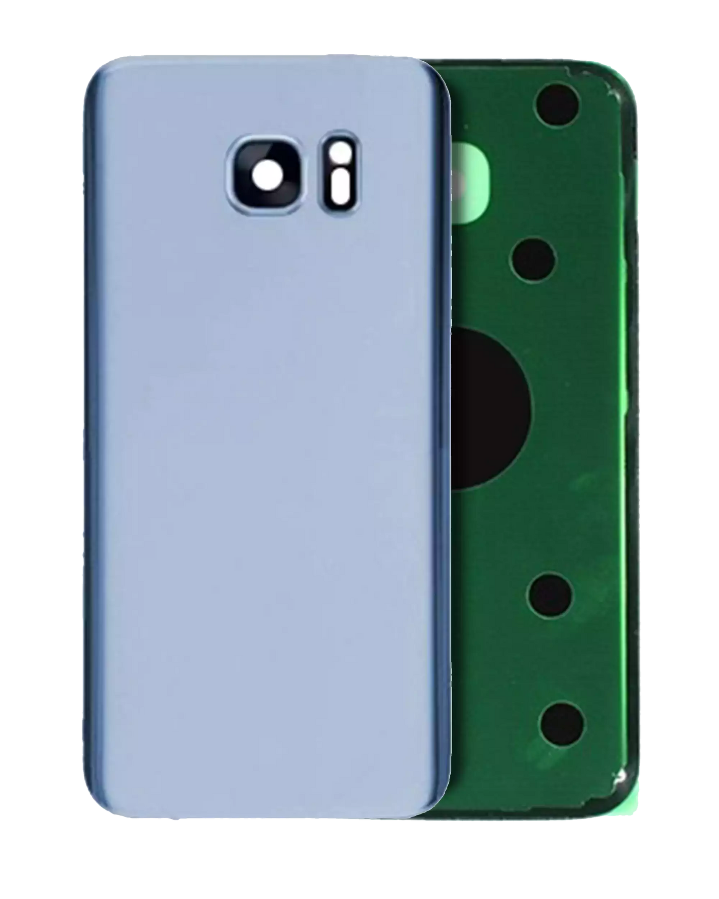 Back Cover Glass With Camera Lens For Samsung Galaxy S7 Edge (No Logo) (Aftermarket Plus) (Coral Blue)