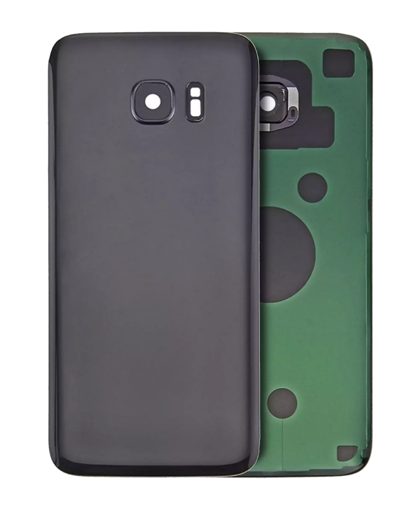 Back Cover Glass With Camera Lens For Samsung Galaxy S7 Edge (No Logo) (Aftermarket Plus) (Black)