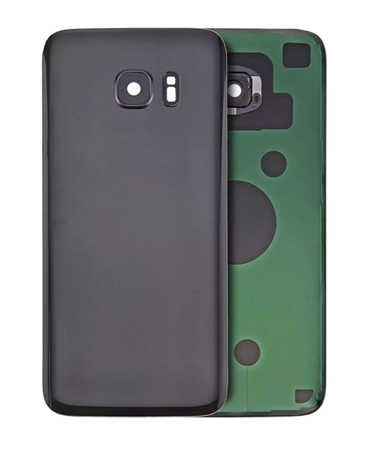 Back Cover Glass With Camera Lens For Samsung Galaxy S7 Edge (No Logo) (Aftermarket Plus) (Black)