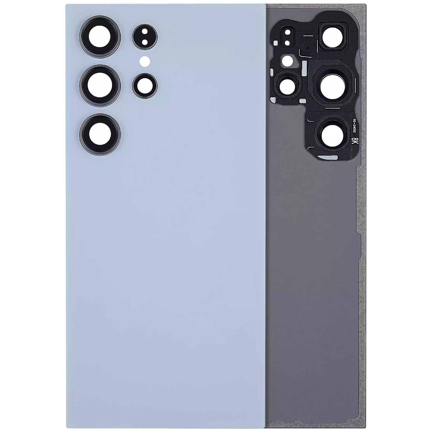 Back Cover Glass With Camera Lens For Samsung Galaxy S24 Ultra 5G (No Logo) (Aftermarket Plus) (Titanium Blue)